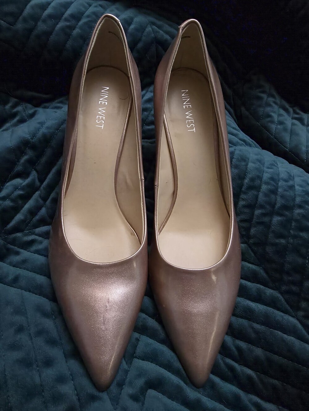 Nine West Metallic Rose Gold Pointed-Toe Pumps